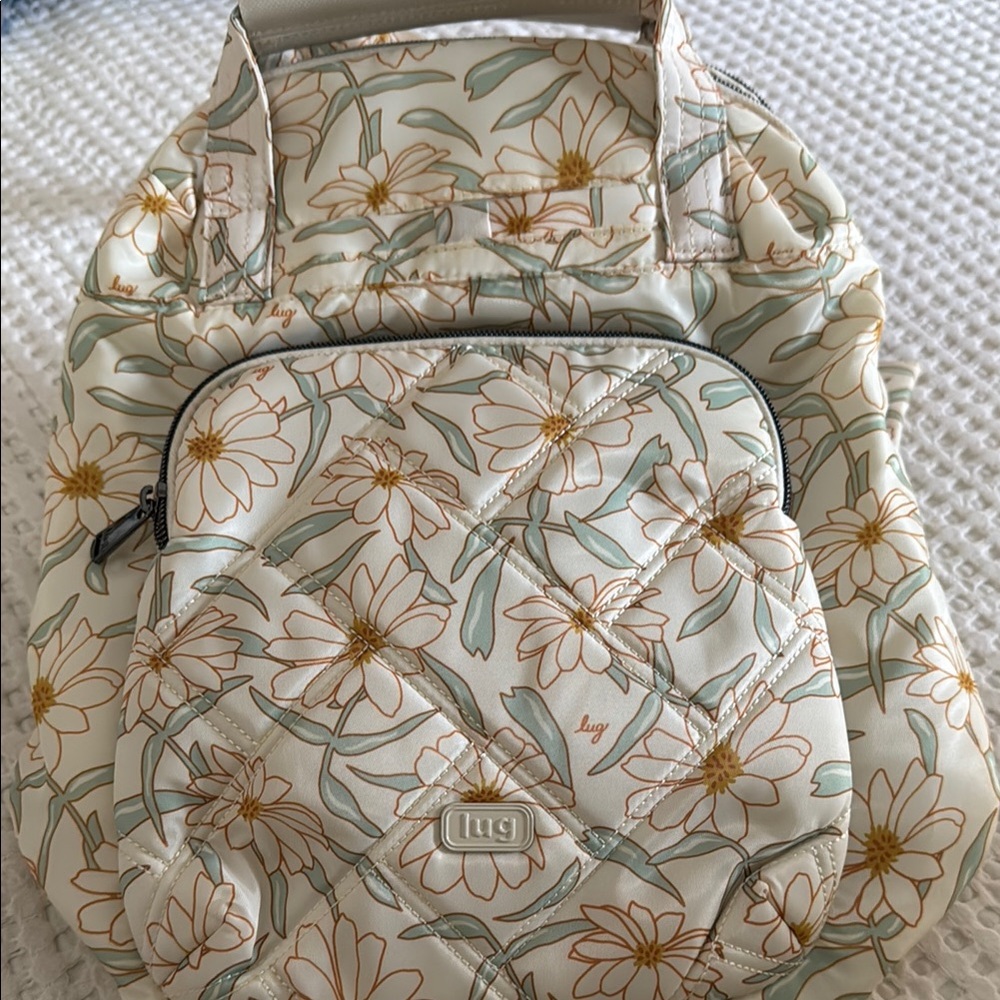 Lug Cream and Green Quilted Backpack